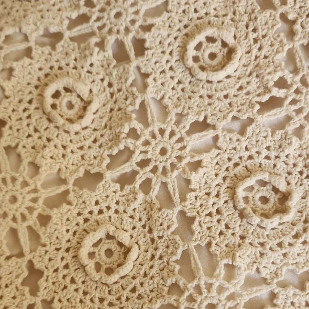 Crochet Lace Pillow Shams Cream